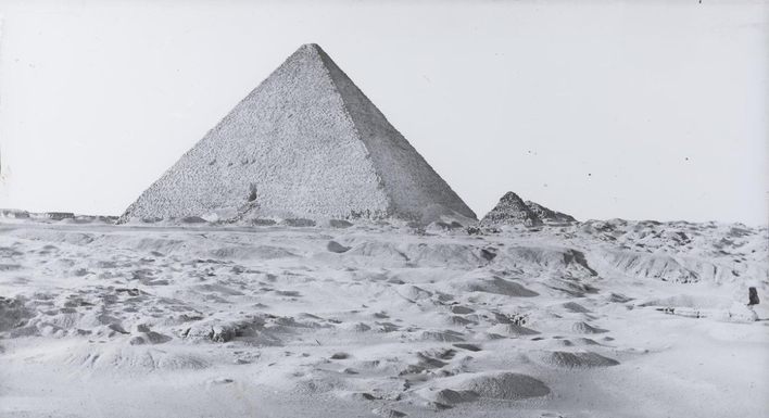 The Great Pyramid of Egypt of Pharaoh Khufu at Giza Plateau Glass plate photographic negative taken in 1865 by Charles Piazzi Smyth